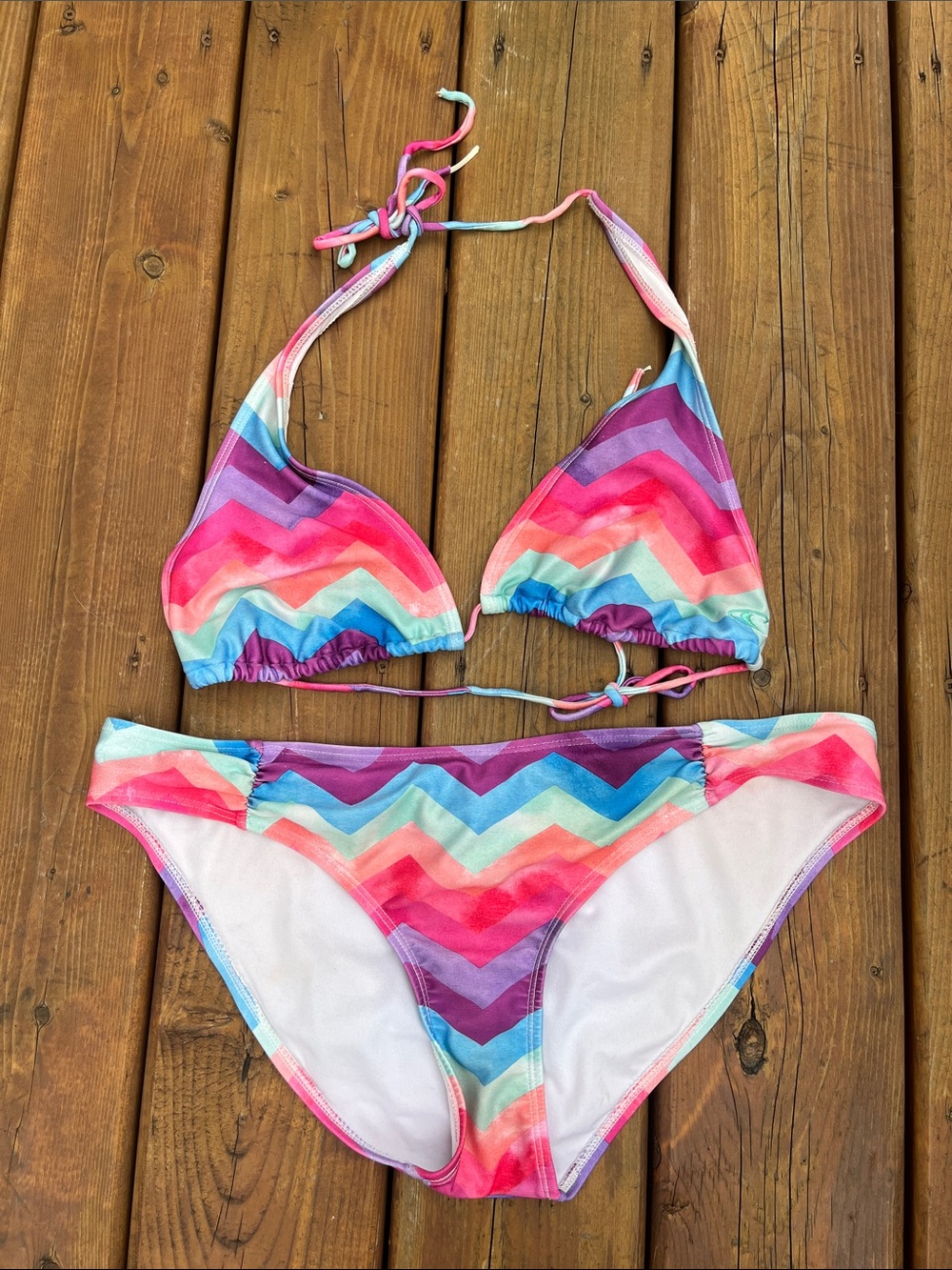 O’Neill rainbow chevron bikini top and bottom